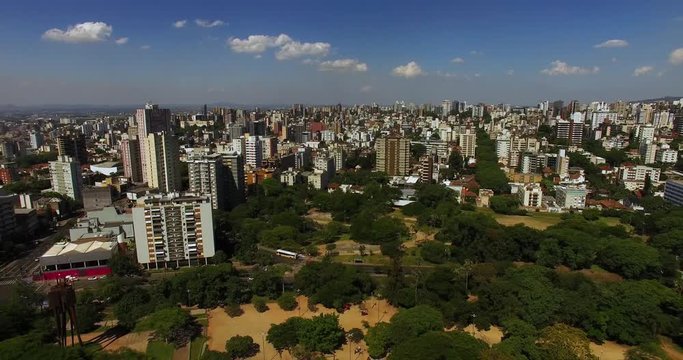 Porto Alegre, RS: Aerial view of Brazilian's modern city by Airflow Creations hospitality and leisure collection of drone stock footage in Brazil. 