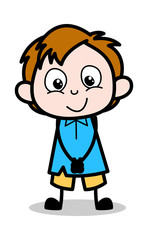 Cute Smile  - School Boy Cartoon Character Vector Illustration