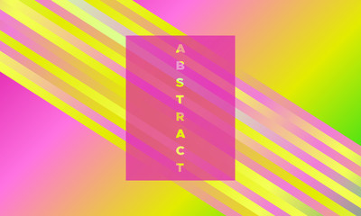 Colorful Striped Background with Glow Effect. Abstract Minimal Design with Trendy Gradient in Pink, Green, Yellow Colors. Eps10 Vector. Placard with Lines Grid. Striped Background in Modern Style.