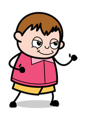 Smiling While Walking - Teenager Cartoon Fat Boy Vector Illustration