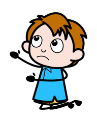 Begging - School Boy Cartoon Character Vector Illustration