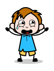 Screaming in Fear - School Boy Cartoon Character Vector Illustration