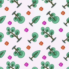 Many trees seamless pattern vector background