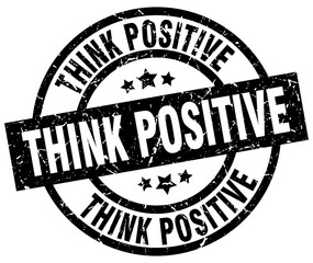 think positive round grunge black stamp