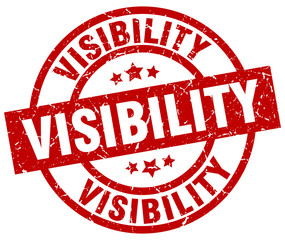 visibility round red grunge stamp