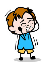 Itching - School Boy Cartoon Character Vector Illustration