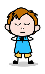 Doing Prayer - School Boy Cartoon Character Vector Illustration