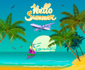 Fototapeta na wymiar Vector Banner Summer vacation and travel design