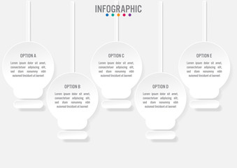 Business infographic template with bulb shape.