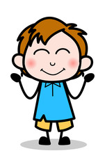 Blushing - School Boy Cartoon Character Vector Illustration