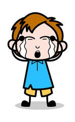 Crying - School Boy Cartoon Character Vector Illustration