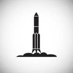 Fototapeta premium Rocket icon on background for graphic and web design. Simple vector sign. Internet concept symbol for website button or mobile app.