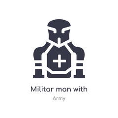 militar man with protection icon. isolated militar man with protection icon vector illustration from army collection. editable sing symbol can be use for web site and mobile app
