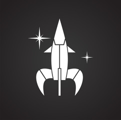 Rocket icon on background for graphic and web design. Simple vector sign. Internet concept symbol for website button or mobile app.