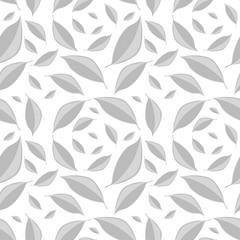 Vector white seamless texture with grey leaves