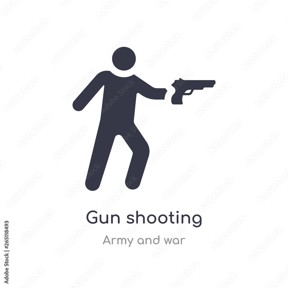 Poster gun shooting icon. isolated gun shooting icon vector illustration from army and war collection. edit