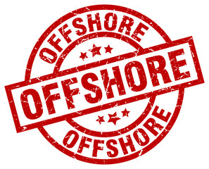 offshore round red grunge stamp