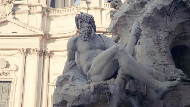 Statue of Zeus in Berninis fountain of Four Rivers in Piazza Navona, Rome