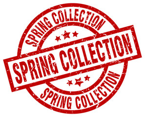 spring collection round red grunge stamp