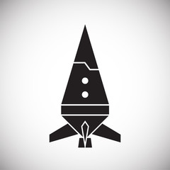 Rocket icon on background for graphic and web design. Simple vector sign. Internet concept symbol for website button or mobile app.