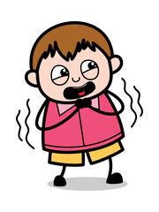 Very Scared - Teenager Cartoon Fat Boy Vector Illustration