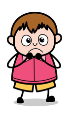 Terrified - Teenager Cartoon Fat Boy Vector Illustration