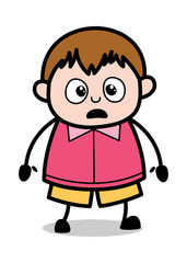 Surprised Face - Teenager Cartoon Fat Boy Vector Illustration