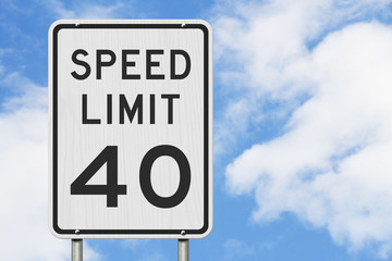 US 40 mph Speed Limit sign