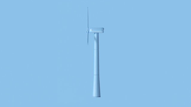 Pale Blue Wind Turbine 3d illustration 