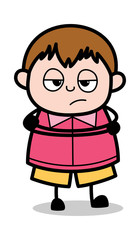 Unhappy - Teenager Cartoon Fat Boy Vector Illustration