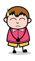 Feeling Very Guilty - Teenager Cartoon Fat Boy Vector Illustration