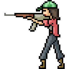 Fototapeta premium vector pixel art warrior woman