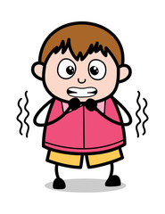 Worried - Teenager Cartoon Fat Boy Vector Illustration