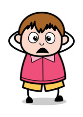 Very Scared - Teenager Cartoon Fat Boy Vector Illustration