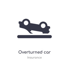 overturned car icon. isolated overturned car icon vector illustration from insurance collection. editable sing symbol can be use for web site and mobile app