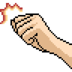 vector pixel art knock hand