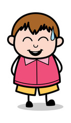 Laughing on Funny Joke - Teenager Cartoon Fat Boy Vector Illustration