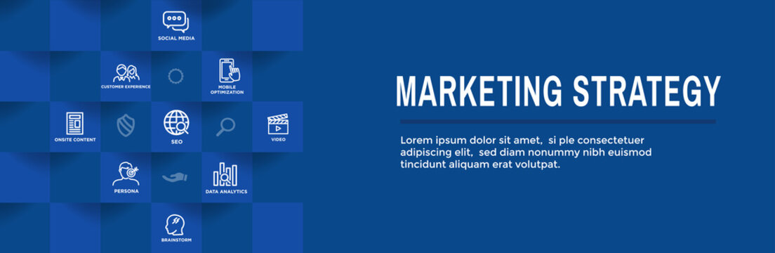 Marketing Strategy Web Header Hero Image Banner with inbound lead generation, chat, & seo ideas
