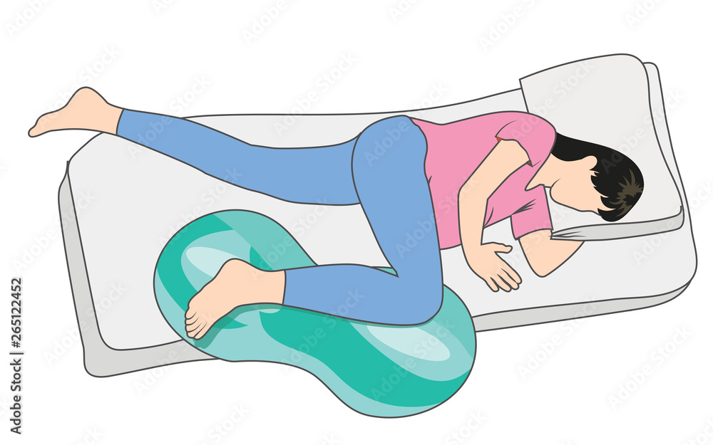 Sticker Pregnant woman in Pregnancy labor position w peanut ball on bed