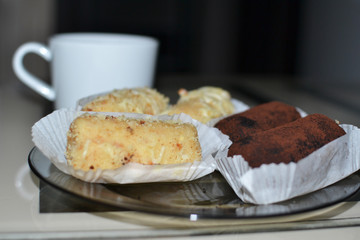 chocolate cake with coffee