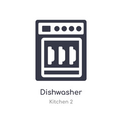 dishwasher icon. isolated dishwasher icon vector illustration from kitchen 2 collection. editable sing symbol can be use for web site and mobile app