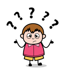 Confused - Teenager Cartoon Fat Boy Vector Illustration