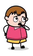 Thinking - Teenager Cartoon Fat Boy Vector Illustration