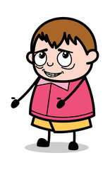 Showing - Teenager Cartoon Fat Boy Vector Illustration