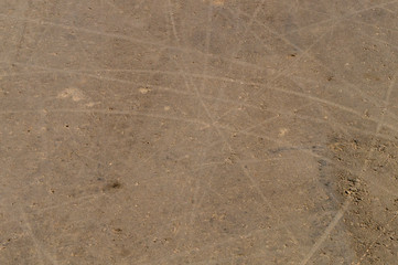 footprints on the asphalt from roller skates