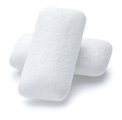 Chewing gum pieces on white background. Clipping path.