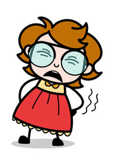 Backache - Teenager Cartoon Intelligent Girl Vector Illustration