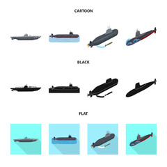 Isolated object of war  and ship logo. Set of war  and fleet vector icon for stock.