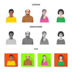 Isolated object of hairstyle and profession  icon. Set of hairstyle and character  stock symbol for web.