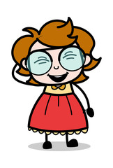 Making Fun - Teenager Cartoon Intelligent Girl Vector Illustration